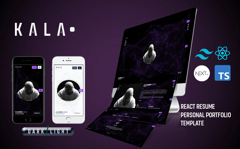 Modèle de site Web de portfolio personnel Kala React