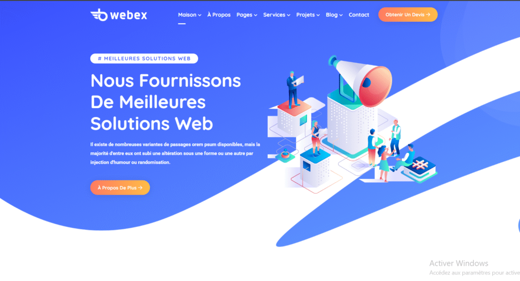 Webex – Modèle HTML5 pour agence de conception et de développement Web