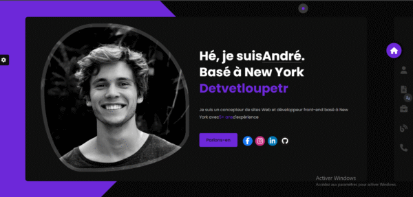 Modèle de site web pour portfolio personnel React