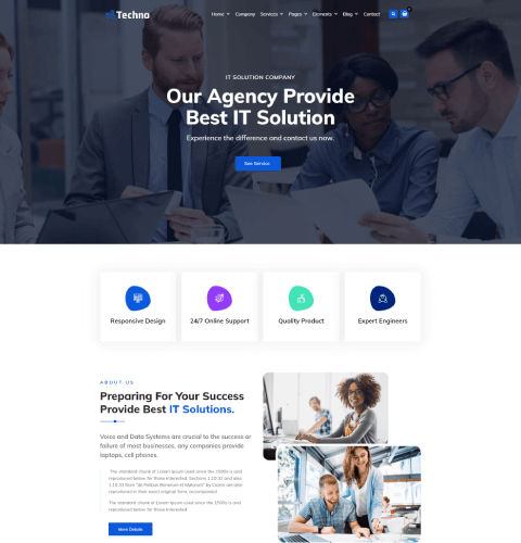 Techno – Thème WordPress pour consultants en technologies de l’information et en affaires