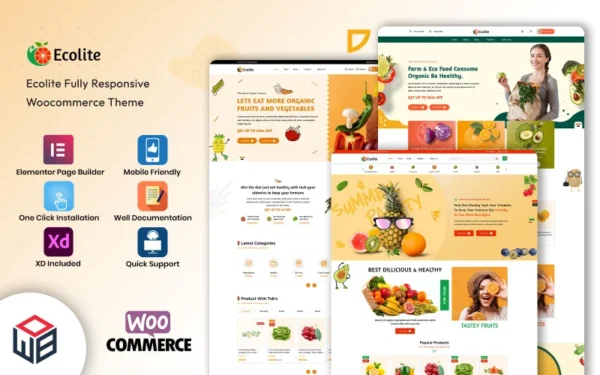 Ecolite - Thème WooCommerce pour épicerie polyvalente, supermarché et boutique d'aliments biologiques