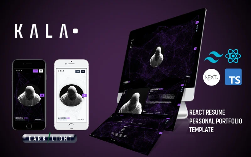 Modèle de site Web de portfolio personnel Kala React