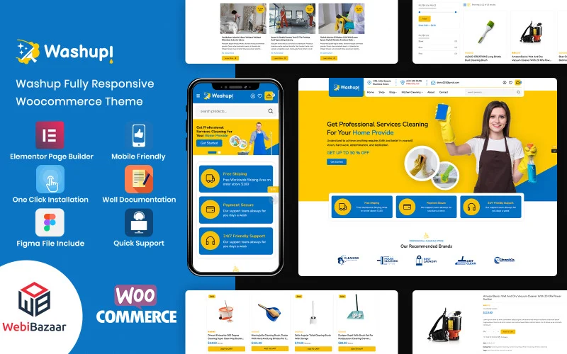 Washup – Thème WooCommerce pour le nettoyage de la maison et les outils de nettoyage essentiels