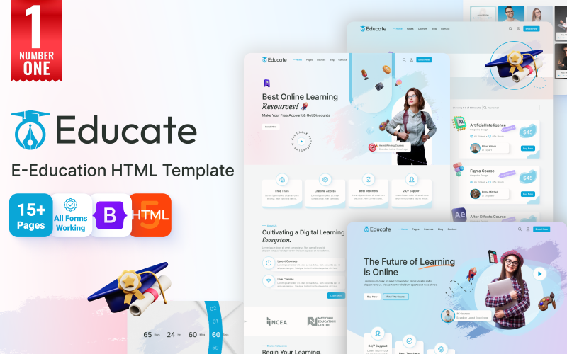 Educate – Modèle de site Web HTML pour l’éducation et les cours en ligne