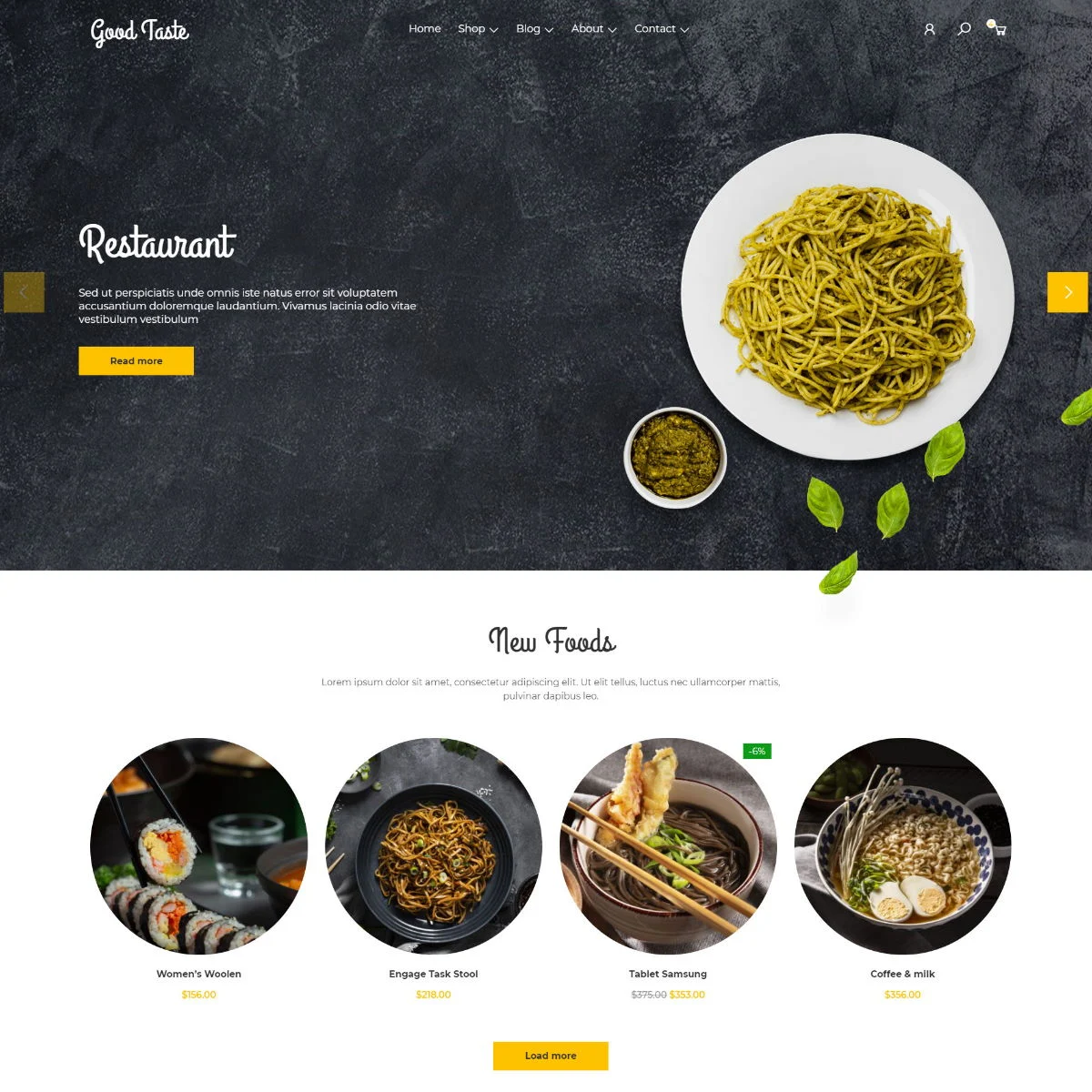 GoodTaste – Le thème WooCommerce du restaurant Elementor Thème WooCommerce