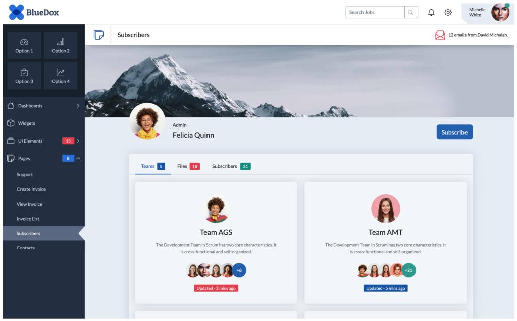 Bluedox – Modèle de tableau de bord d’administration Premium Bootstrap 5