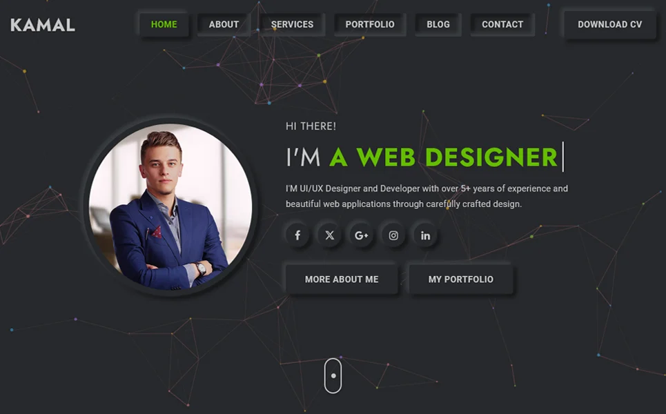 Kamal – Modèle de page de destination pour portfolio personnel