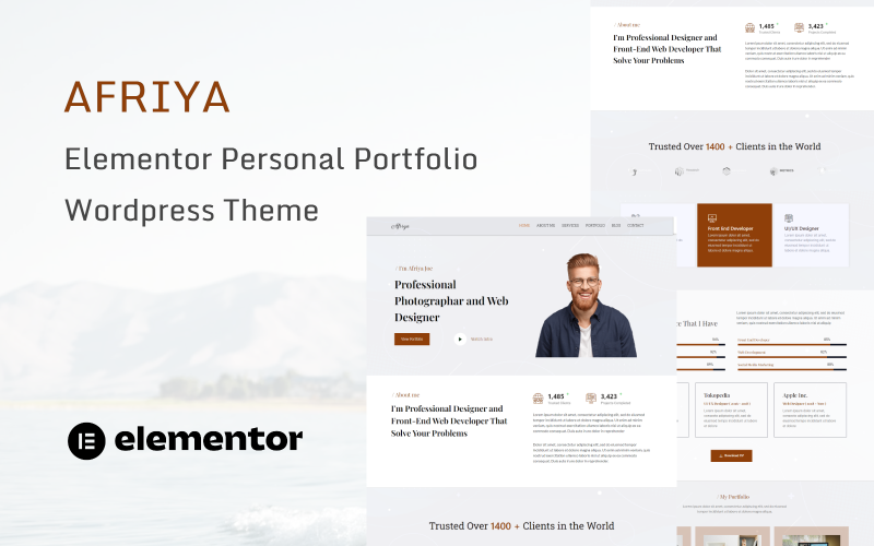 Afriya – Thème WordPress pour portfolio personnel, CV et CV