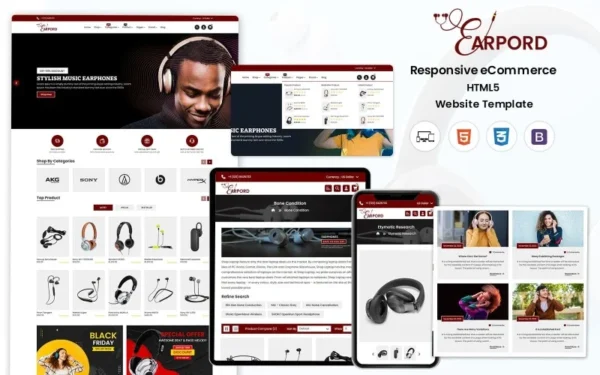 AirPord Web - Modèle HTML pour sites web de boutiques en ligne d'appareils auditifs et auditifs