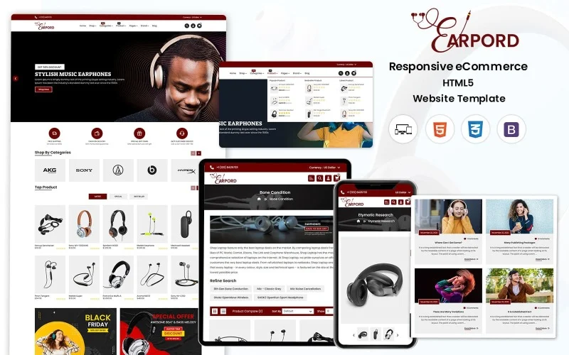 AirPord Web – Modèle HTML pour sites web de boutiques en ligne d’appareils auditifs et auditifs