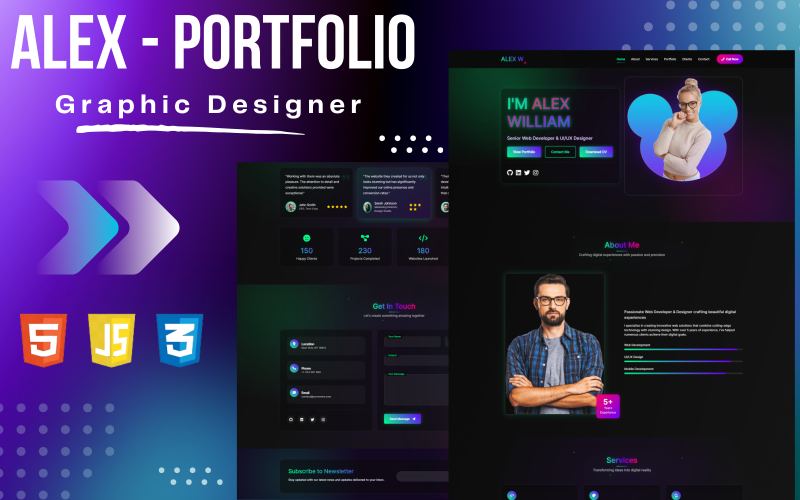 lex William – Modèle HTML5 de site Web de portfolio moderne Modèle de page de destination