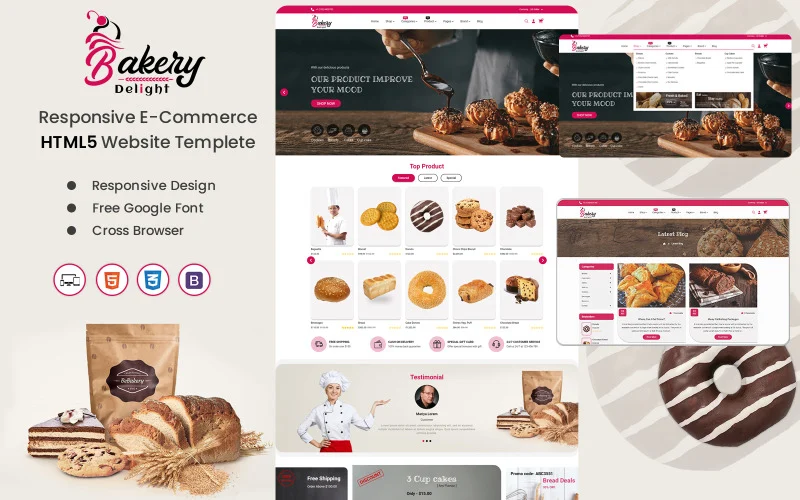 BakeryDelight Web : un modèle de site Web de boulangerie polyvalent pour un succès sucré