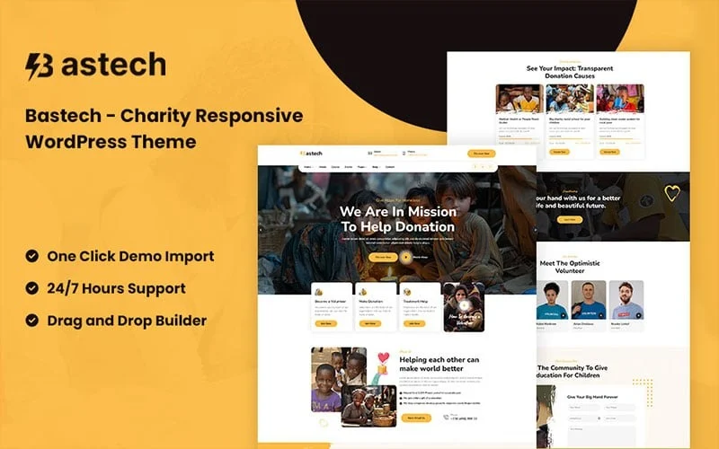 Bastech – Thème WordPress réactif pour les associations caritatives et charité