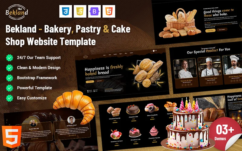 Bekland – Modèle de site web pour boulangerie, pâtisserie et pâtisserie