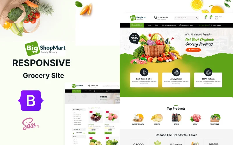 Bigshopmart – Modèle de site Web HTML5 pour épicerie en ligne