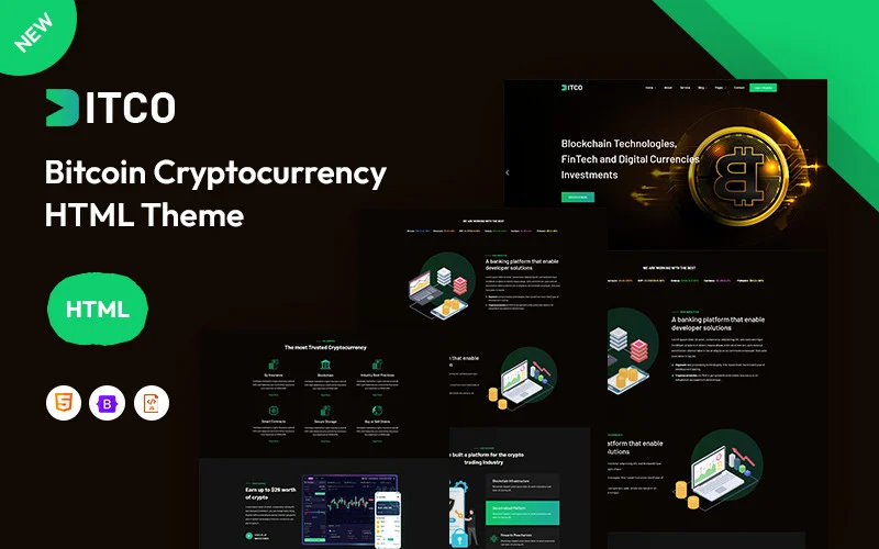 Bitco – Modèle de site web dédié aux cryptomonnaies Bitcoin et ICO