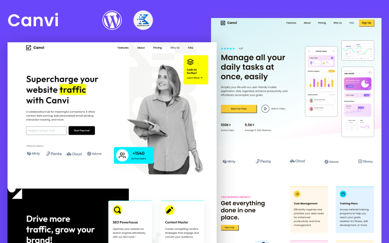 Canvi – Thème WordPress gutenbeg pour agences, SaaS et applications mobiles Thème WordPress