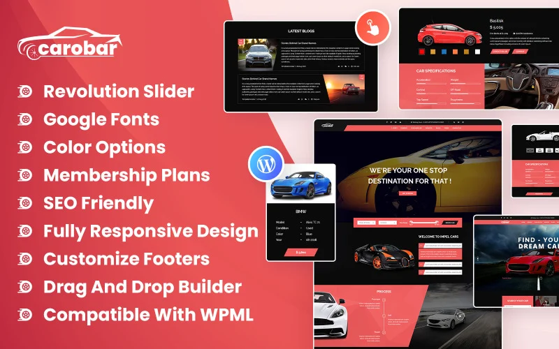 Carobar – Thème WordPress pour concessionnaires automobiles