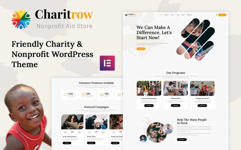 Charitrow – Thème WordPress pour les associations caritatives, à but non lucratif et les dons