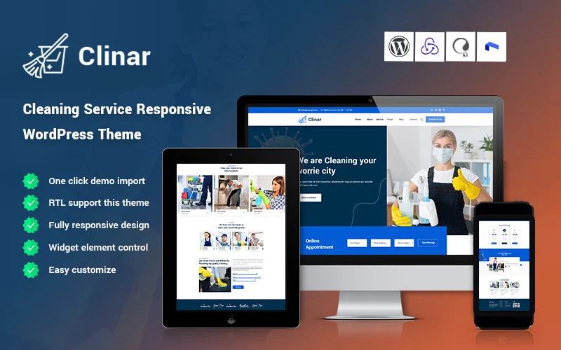 Clinar – Thème WordPress réactif pour services de maintenance et de nettoyage