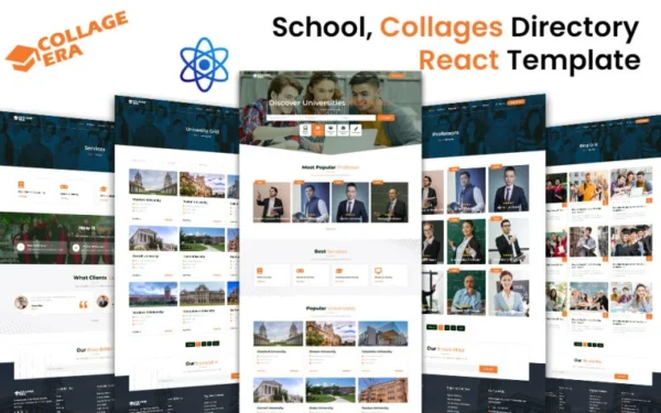 College Era - Modèle de site web éducatif React pour les collèges, les universités et les cours en ligne