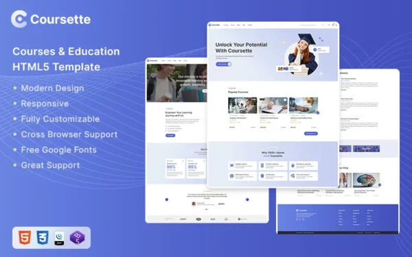 Coursette - Modèle HTML pour cours et éducation