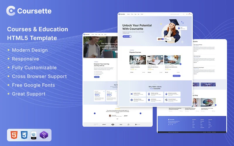 Coursette – Modèle HTML pour cours et éducation