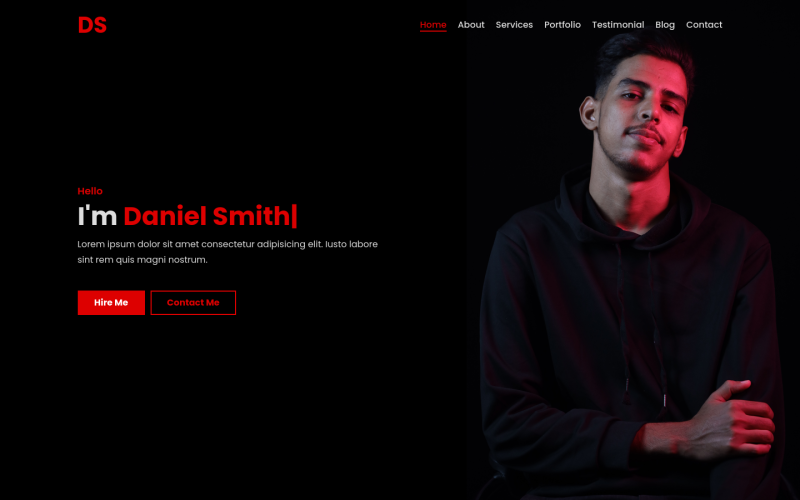 Modèle de page de destination du portfolio html personnel de Daniel