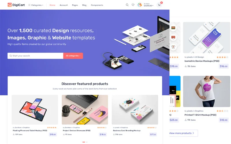 DigiCart – Modèle HTML5 pour site web de produits numériques