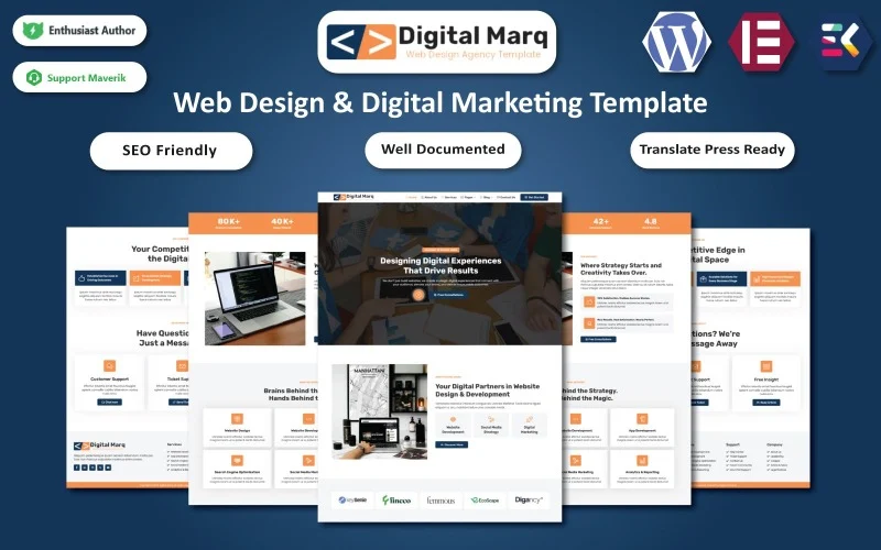 Digital Marq – Agence de conception Web et de marketing numérique – Thème WordPress Elementor