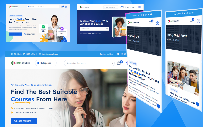 Modèle de site Web pour l’éducation, les cours en ligne et les livres en ligne html