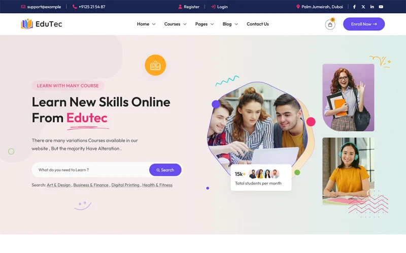 Edutec – Thème WordPress pour LMS éducatif