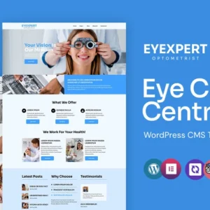 Eyexpert - Thème WordPress Elementor pour optométristes et soins oculaires