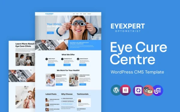 Eyexpert - Thème WordPress Elementor pour optométristes et soins oculaires