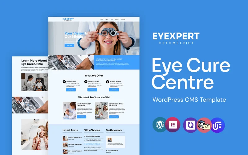 Eyexpert – Thème WordPress Elementor pour optométristes et soins oculaires