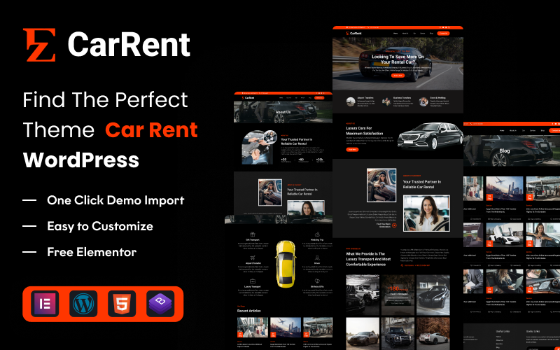 EZ Car Rent : Thème WordPress ultime pour la location et la réservation de voitures