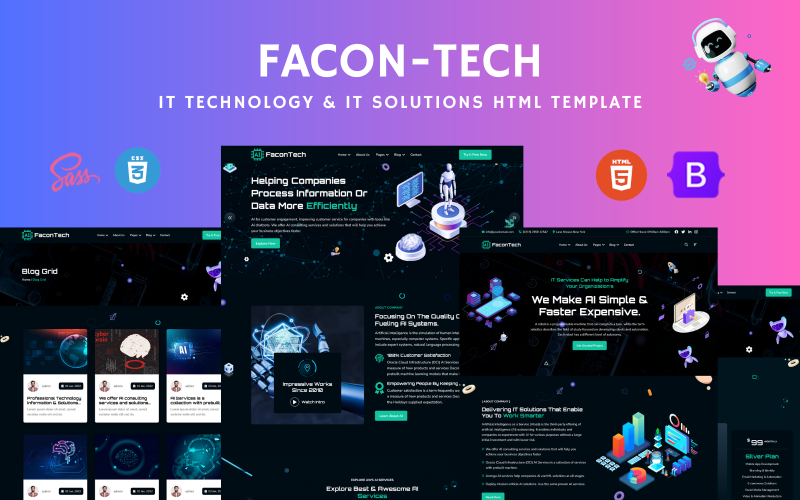 FaconTech – Modèle HTML de site Web pour les technologies et solutions informatiques