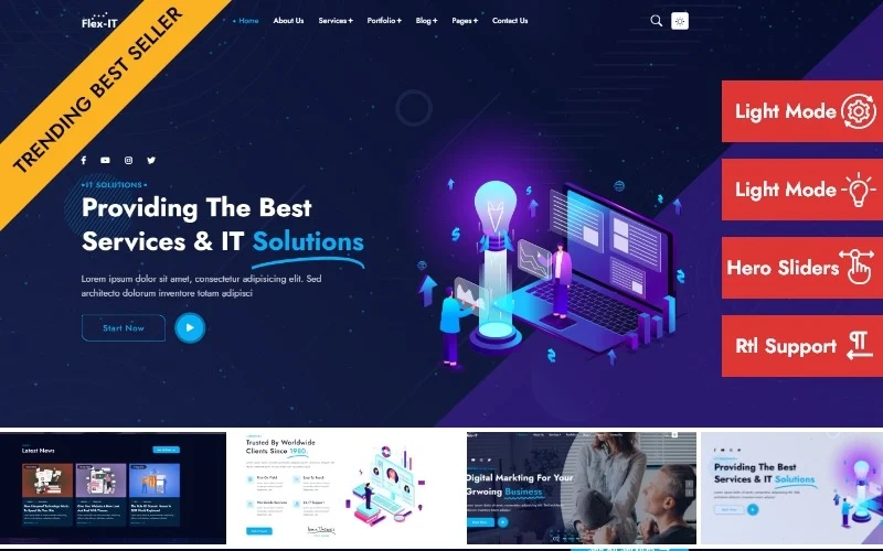 Flex-IT | Modèle de page de destination réactive HTML 5 polyvalente pour services aux entreprises et solutions informatiques