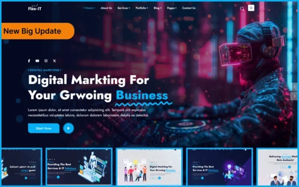 Flex-IT | Modèle de site web réactif HTML5 polyvalent pour services aux entreprises et solutions informatiques