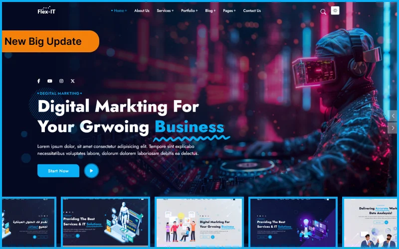 Flex-IT | Modèle de site web réactif HTML5 polyvalent pour services aux entreprises et solutions informatiques