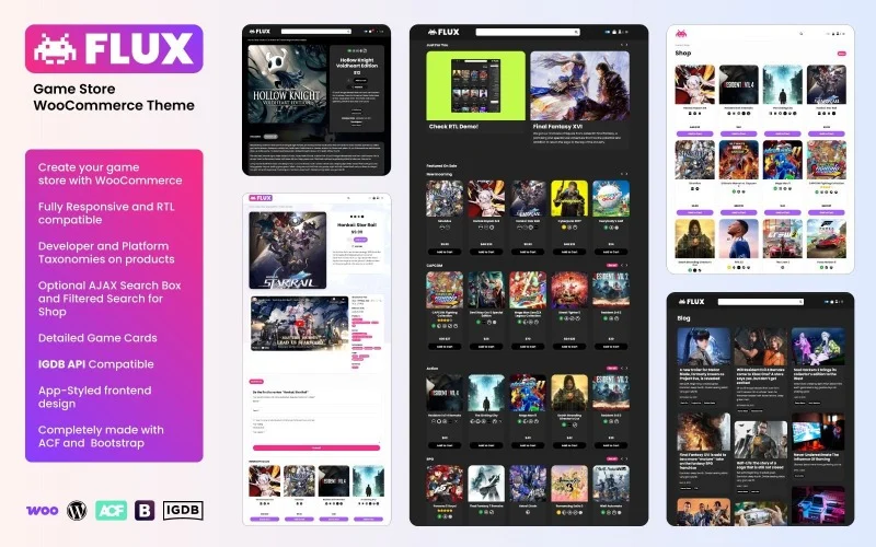 FLUX – Thème WooCommerce pour boutique de jeux + RTL