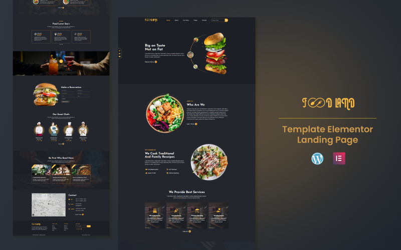 Foodland – Modèle Elementor d’une page pour les services hôteliers et de restauration