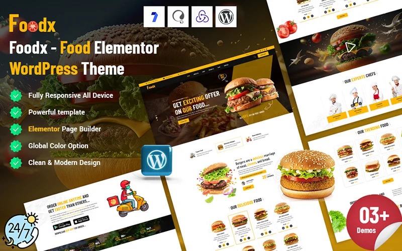 Foodx – Thème WordPress pour Elementor alimentaire
