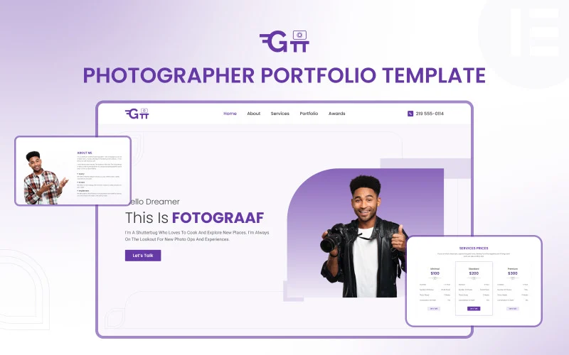 Fotograaf V2 – Modèle Elementor pour portfolio de photographe Kit Elementor