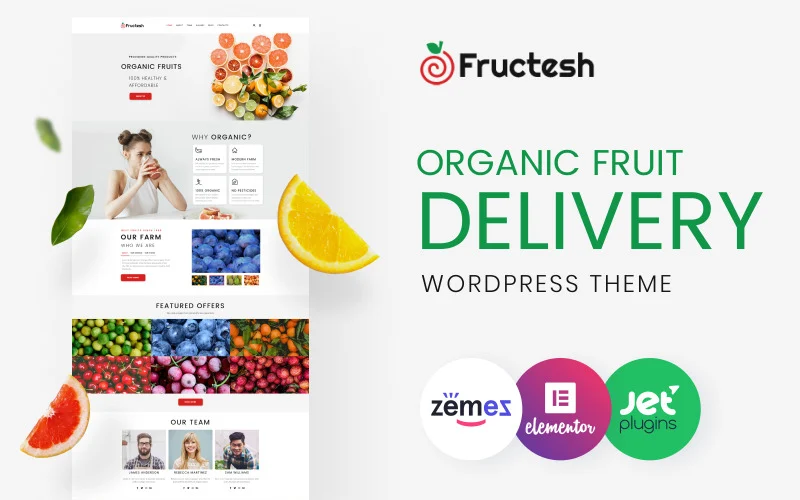 Fructesh – Livraison de fruits biologiques Thème WordPress Elementor moderne et polyvalent Thème WordPress