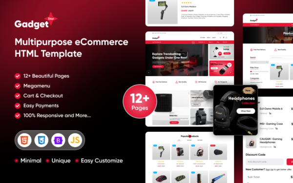 Gadget Star - Modèle HTML de site Web de commerce électronique polyvalent Modèle de site Web