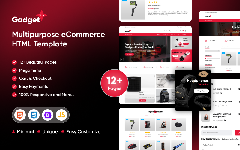 Gadget Star – Modèle HTML de site Web de commerce électronique polyvalent Modèle de site Web