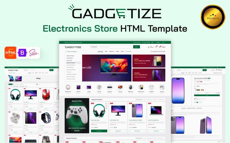 Gadgetize – Modèle HTML tout-en-un pour sites web de magasins d’accessoires électroniques et de gadgets
