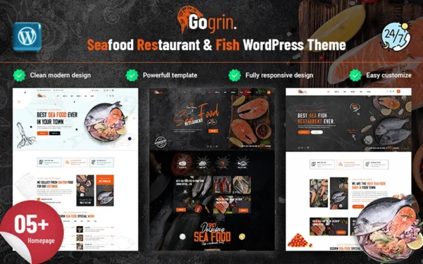 Gogrin - Thème WordPress pour restaurant de fruits de mer et de poissons