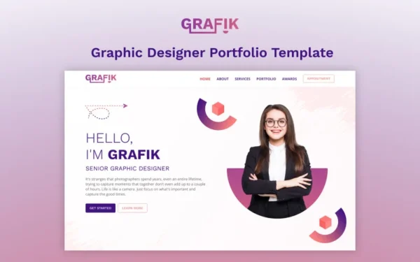 Graphique : Modèle de portfolio de graphiste Onepage Elementor Kit Elementor